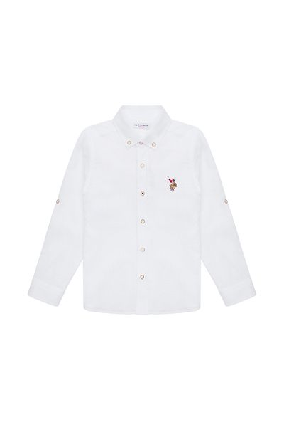 U.S. Polo Assn. Cămașă albă cu mânecă lungă pentru băiat 50270487 -VR013