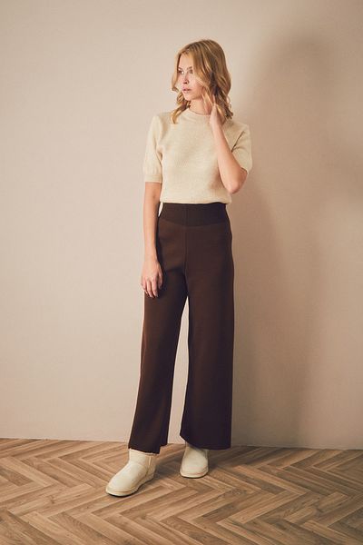 Fulla Moda Basic Knitwear Palazzo Trousers