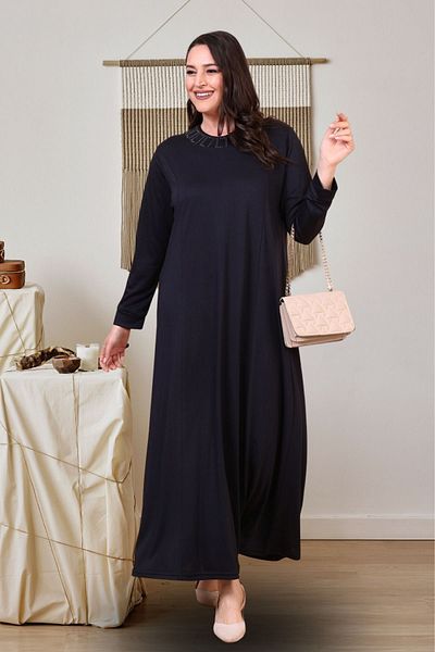 Ferace Γυναικείο Φόρεμα Plus Size Mother Φόρεμα Plus Size Navy Blue