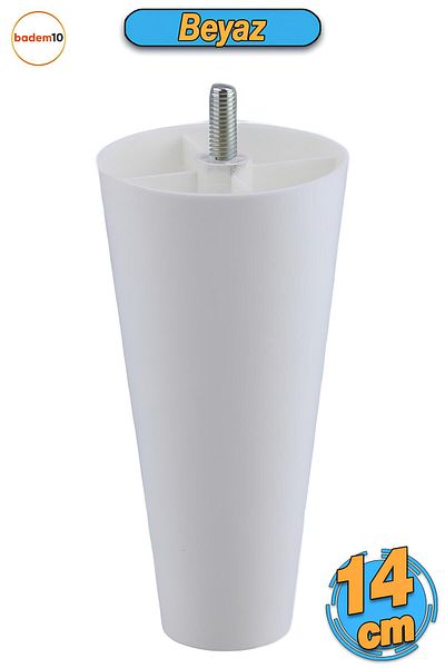 Badem10 Șurub (M8 DENT SUBTIRE) Picioare din plastic 14 cm (ALB) Înălțător pentru mobilă Picioare pentru scaun canapea