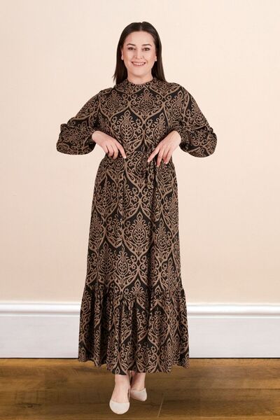 Ferace Γυναικείο φόρεμα με γιακά σε μεγάλο μέγεθος Hijab ύφασμα βισκόζης με πλισέ και πλισέ φόρεμα