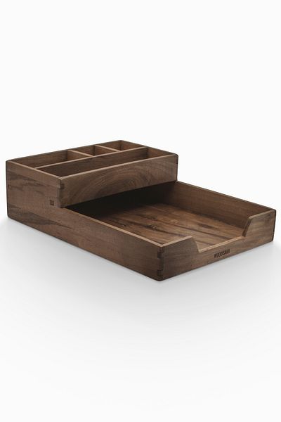 Woodsaka Reka Desktop Organizer & Δίσκος χαρτιού Α4 - Ξύλο καρυδιάς