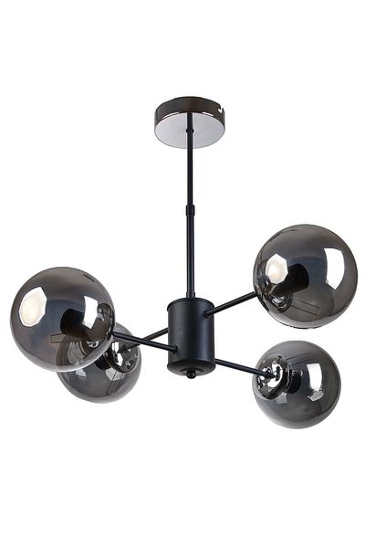 Modavize Paul Modern Design - Living Room Dining Room Kitchen, Black Smoked Glass Pendant Lamp 4-Piece Chandelier