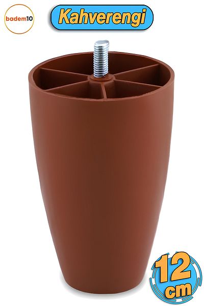 Badem10 Șurub (M8 DENT SUBTIRE) Picioare ovale din plastic 12 cm Mobilier maro Picioare scaun canapea