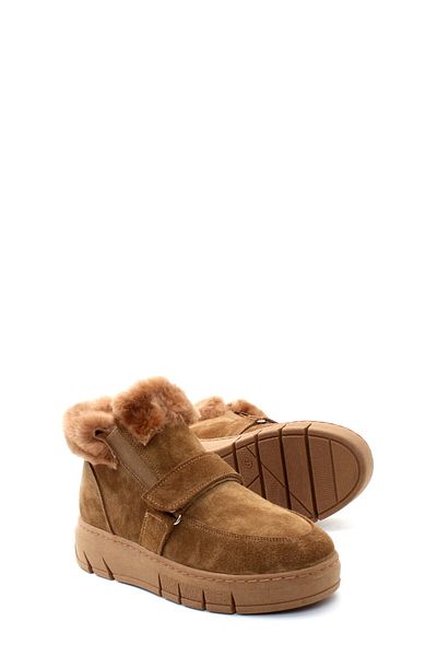 Ayakkabıhane Genuine Leather Tan Style Women's Boots with Fur Inside and Outside Ah 08916112613805
