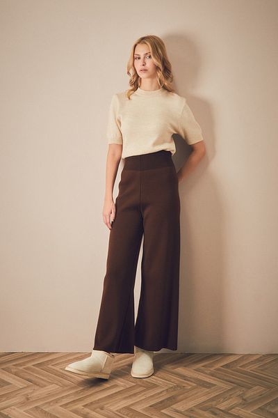 Fulla Moda Basic Knitwear Palazzo Trousers