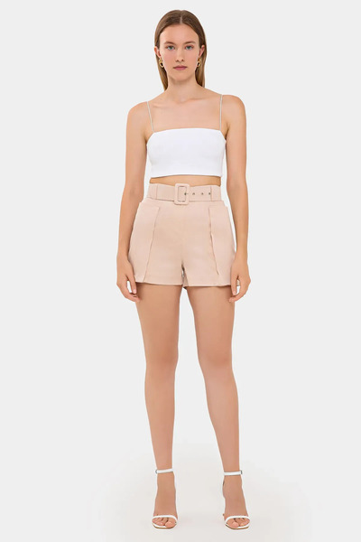 Hiccup Cebi Ve Kuşak Detaylı Pamuk Yüksek Bel Şort