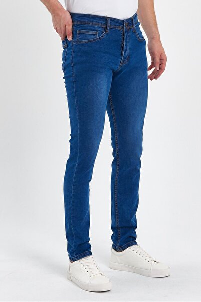 yakamor Чоловічі джинси Slim Fit з деталями з каменю та блискавкою