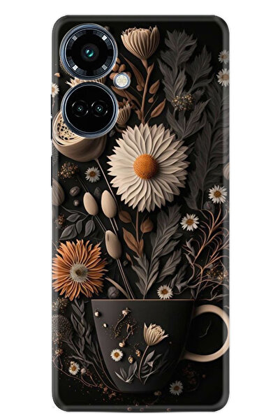 TECNO Camon 19 Pro Kılıf Boutique Baskılı Resimli Kahve Çiçek Pcode -095