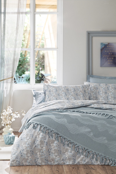 Özdilek Özdilek Leaves Çift Kişilik Pikeli Nevresim Takımı