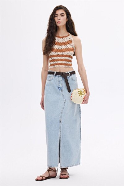 SHERIN Kiremit Halter Yakalı Crop