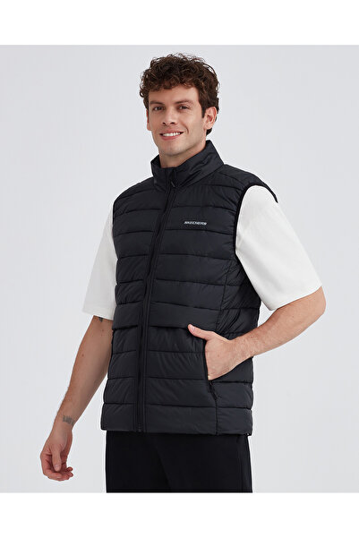 SKECHERS M Outerwear Padded Vest Erkek Siyah Yelek S231241-001
