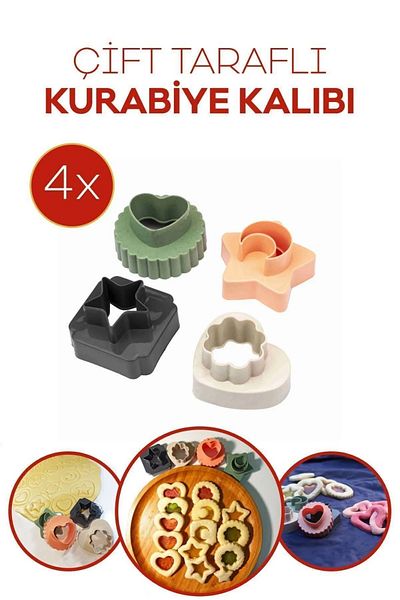 Bayev Plastic Double Sided Cookie Mold 4 Pieces