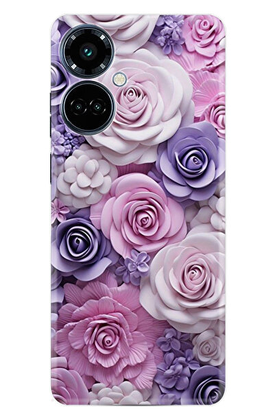 TECNO Camon 19 Pro Kılıf Boutique Baskılı Resimli Mor Güller Pcode -029
