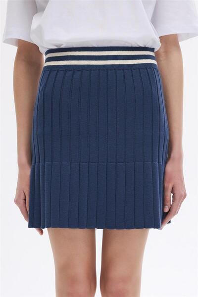 SHERIN Tricotaj Indigo Fustă plisată