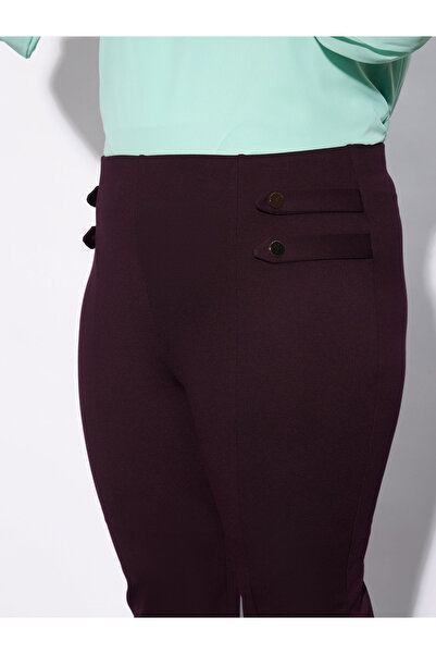 Sassafras By Styli Plus Solid Bell Bottom Trouser with Button Detail
