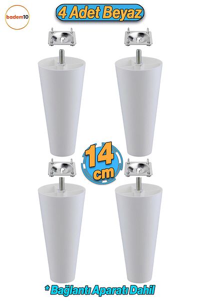 Badem10 4 buc șuruburi (M8 DENT subțire) 14 cm (ALB) Mobilier din plastic Fotoliu Canapea Picior Picioare Include aparate