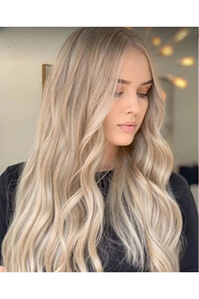 AKOLİFE Küllü Sarı Düz Yarımay Çıtçıt Postiş Saç  - Gerçek Saç Dokusu - Isıya...