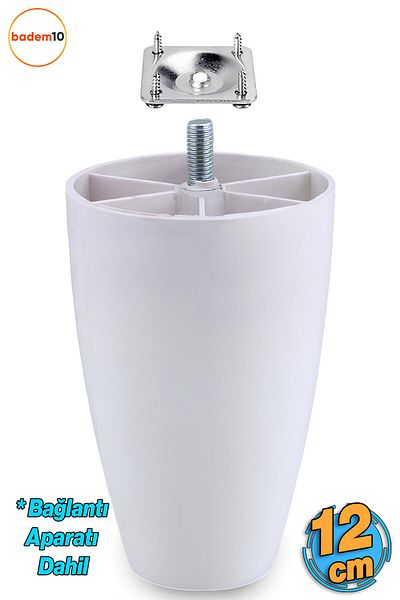 Badem10 Șurub (M8 DENT SUBTIRE) 12 Cm (ALB) Mobilier din plastic Fotoliu Canapea Picior Picioare Include aparate