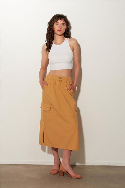 SHERIN Μίντι φούστα Camel Cargo Pocket Split