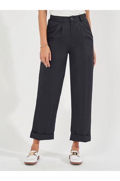 Styli High Rise Turn-Up Hem Ankle Length Pants