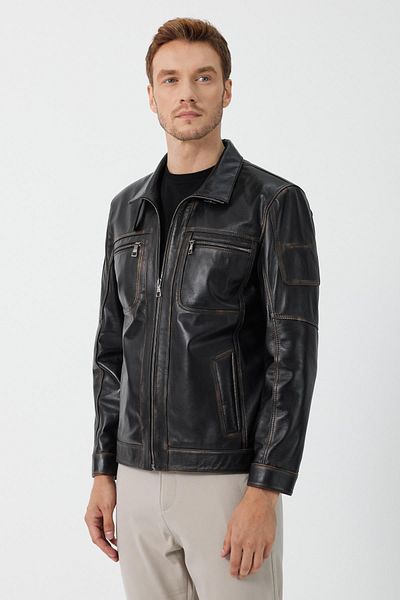 Deri Company Kenny Black Vintage Leather Coat