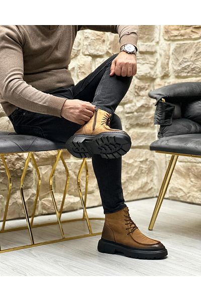 ByItallanoshoes Tan Okland 3215 Genuine Leather Men's Boots Tan
