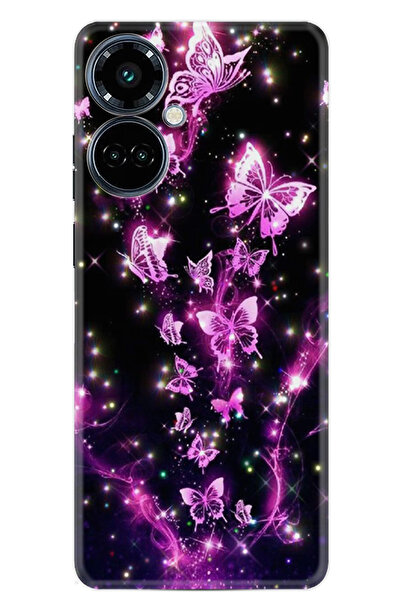TECNO Camon 19 Pro Kılıf Boutique Baskılı Resimli Pembe Neon Kelebekler Pcode -100