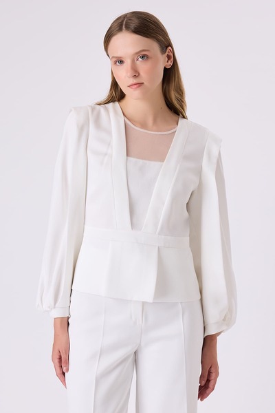 FEVER Organze geçişli saten bluz