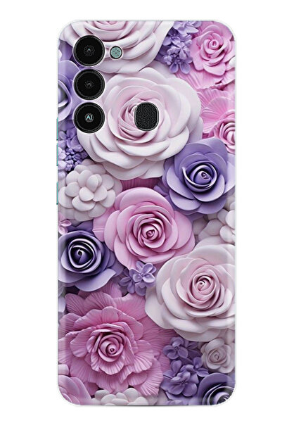 TECNO Spark 8C Kılıf Boutique Baskılı Resimli Mor Güller Pcode -029