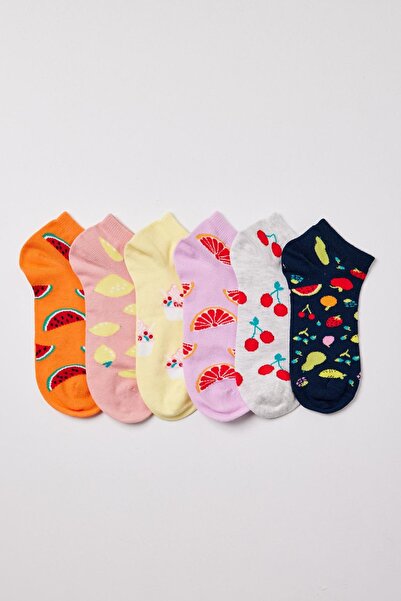 Katia&Bony Fruit Patterned Women's Booties Socks Set of 6