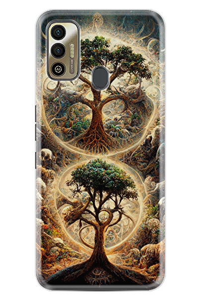 TECNO Spark 7T Kılıf Boutique Baskılı Resimli İkili Ağaç Pcode -036