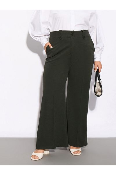 Sassafras By Styli Plus Front Loop Detail Bell Bottom Pants