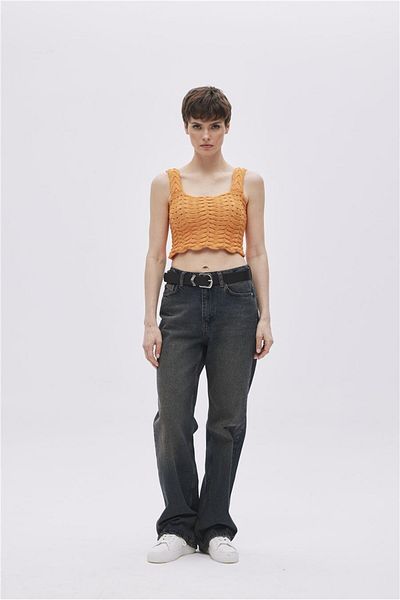 SHERIN Πορτοκαλί πλεκτό Crop Top
