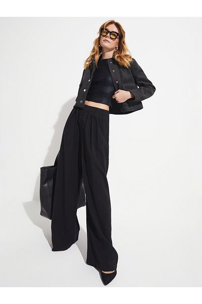 June By Styli Straight Cut Pleated Modal Woven Pants