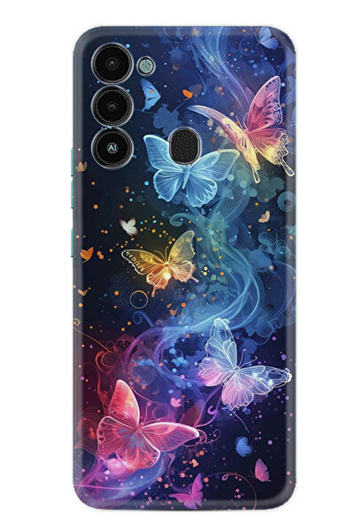 TECNO Spark 8C Kılıf Boutique Baskılı Resimli Neon Kelebekler Pcode -092