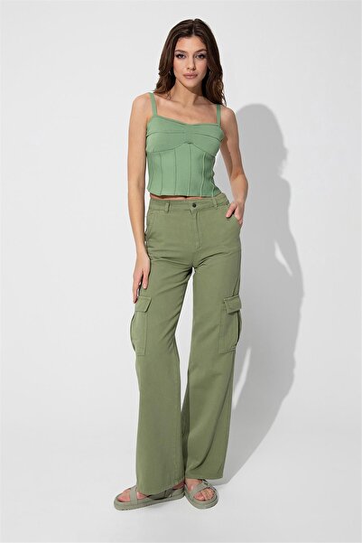 SHERIN Green Strap Knitwear Corset