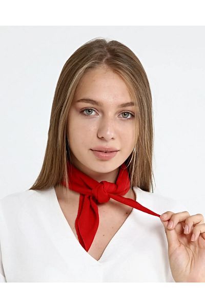 Herşey Nota Red Plain Scarf - Bandana - 23 April, 29 October, 30 August, 19 May Ceremony 100% Cotton 12 Pieces