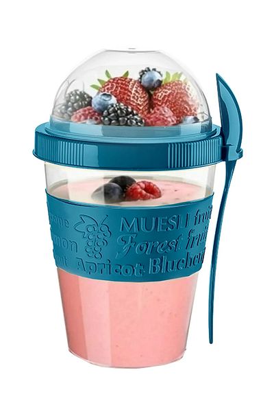 LEON LİFE Leon Life Take'n Go - 600ml Yogurt and Faucet Set with Lid and Spoon