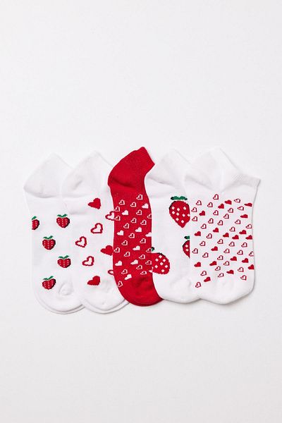 Katia&Bony Set of 5 Strawberry Patterned Women's Booties Socks