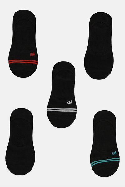 Steve Madden Men 5 Pairs Brand Logo Foot Liners Socks, Black