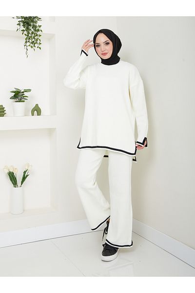 VOLT CLOTHİNG Women's Striped Pants Knitwear Set