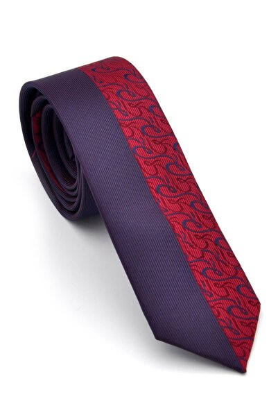 Gaffy Cravatte Bordo crvena i tamnoplava ploča Tkano sa šarom tkanina Slim fi...