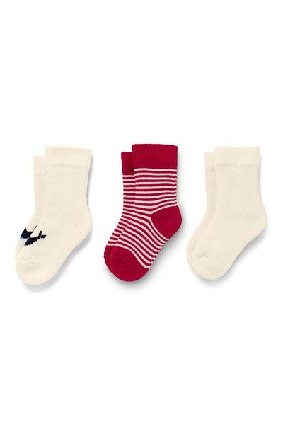 Tchibo Toddlers Boy 3 Pair Stripe Socks, Red