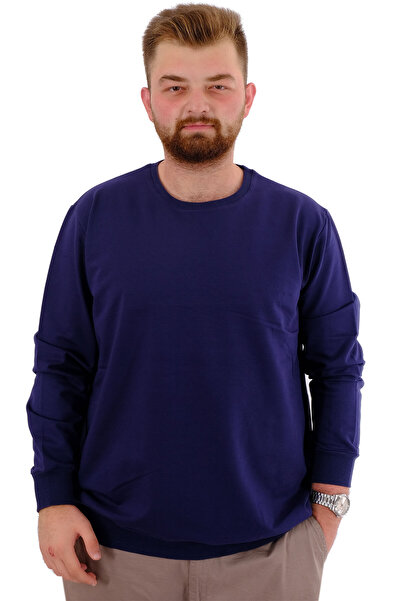 ModeXL Ανδρικό φούτερ με λαιμόκοψη - Mode XL, Plus Size, Indigo U24174