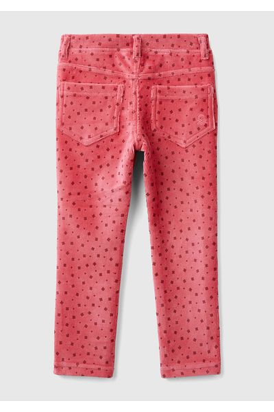United Colors of Benetton Girl's Dried Rose Back Pocket Logo Embroidered All Patterned Slim Fit Trousers