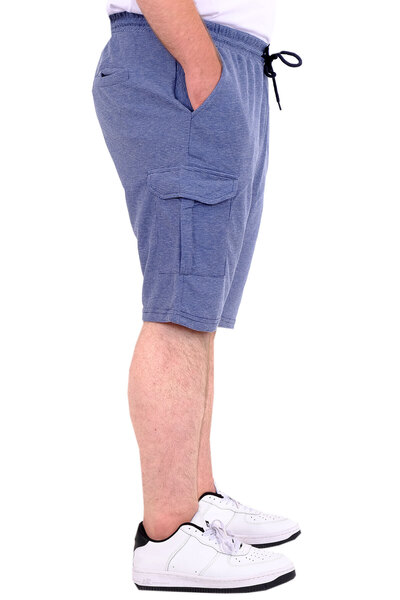 ModeXL Ανδρικό σορτς - WAFFLE 23500, Σκούρο Μπλε, Μεγάλο Μέγεθος, Τσέπη Cargo