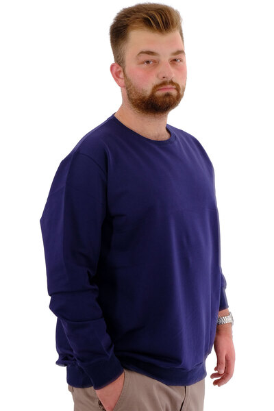 ModeXL Ανδρικό φούτερ με λαιμόκοψη - Mode XL, Plus Size, Indigo U24174