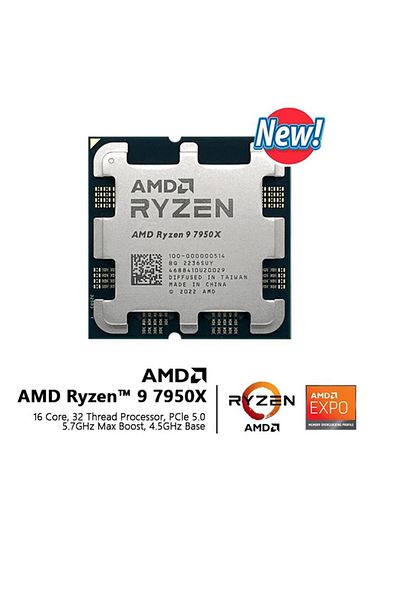 Amd Ryzen 9 7950X Tray 4.5 Ghz 16 Cores 80Mb Cache Am5 Socket 5Nm Processor Without Box