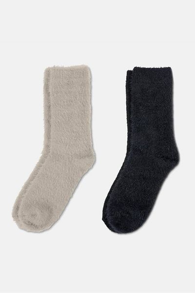 Tchibo Women 2 Pairs Warm Socks, Black and Grey